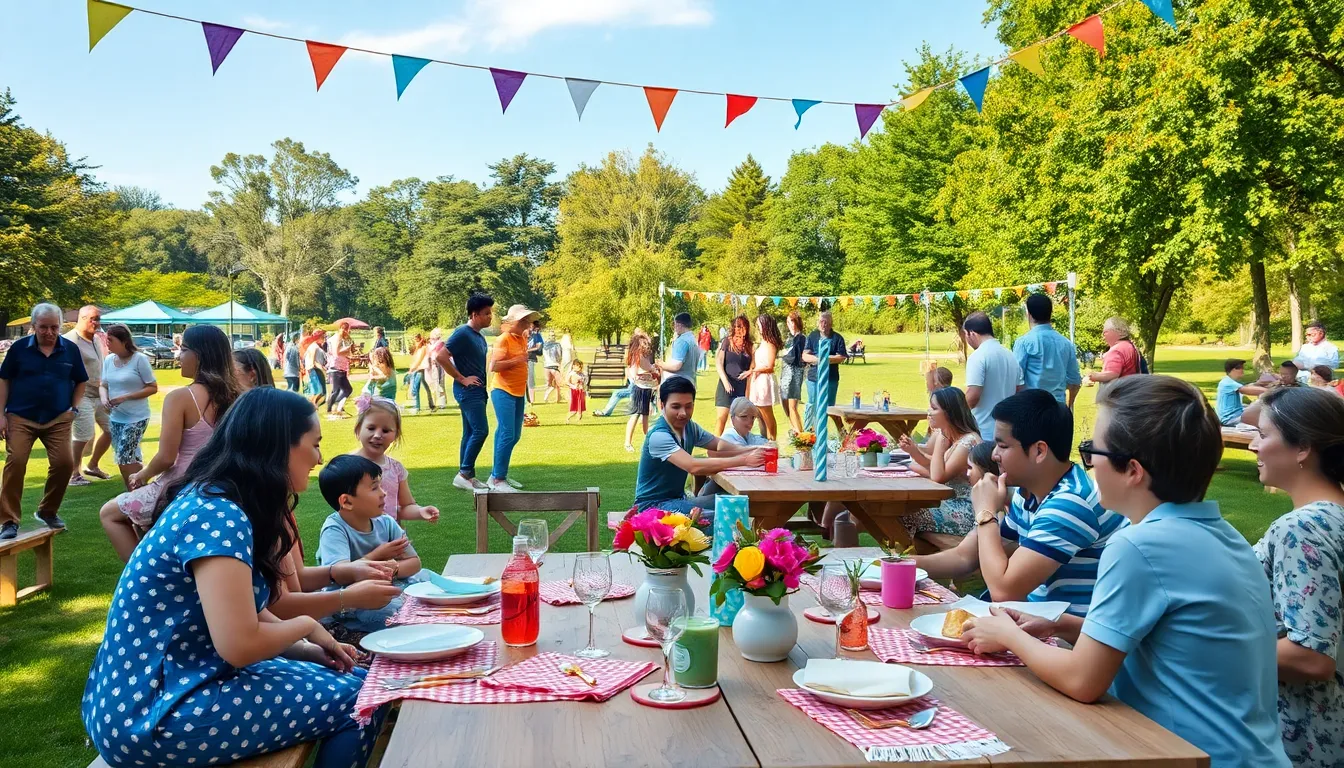 People enjoying a budget-friendly birthday celebration in a community park.
