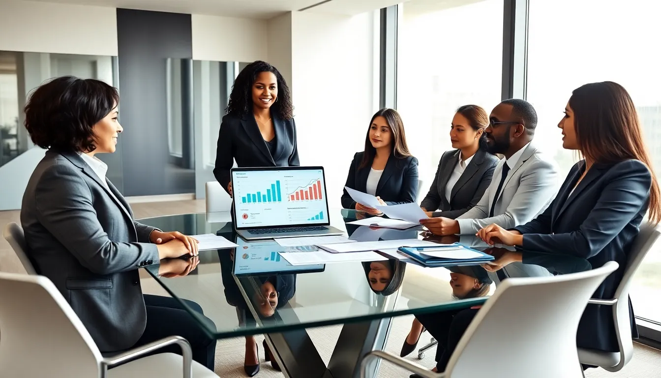 diverse team discussing tax planning in a modern office setting.