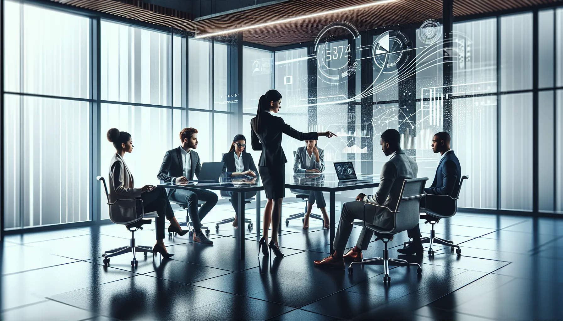 diverse team collaborating in a modern office on data management.