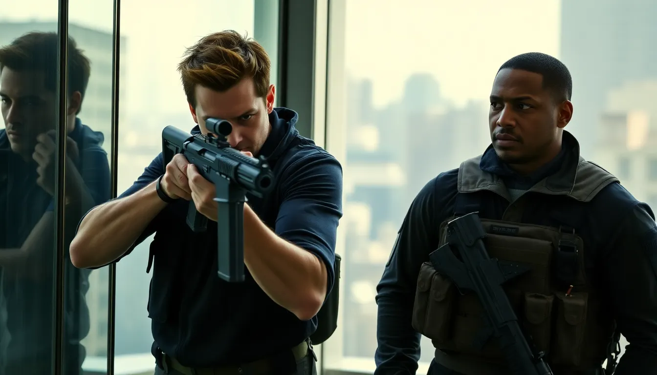 Bob Lee Swagger and Isaac Johnson in a tense moment from Shooter.