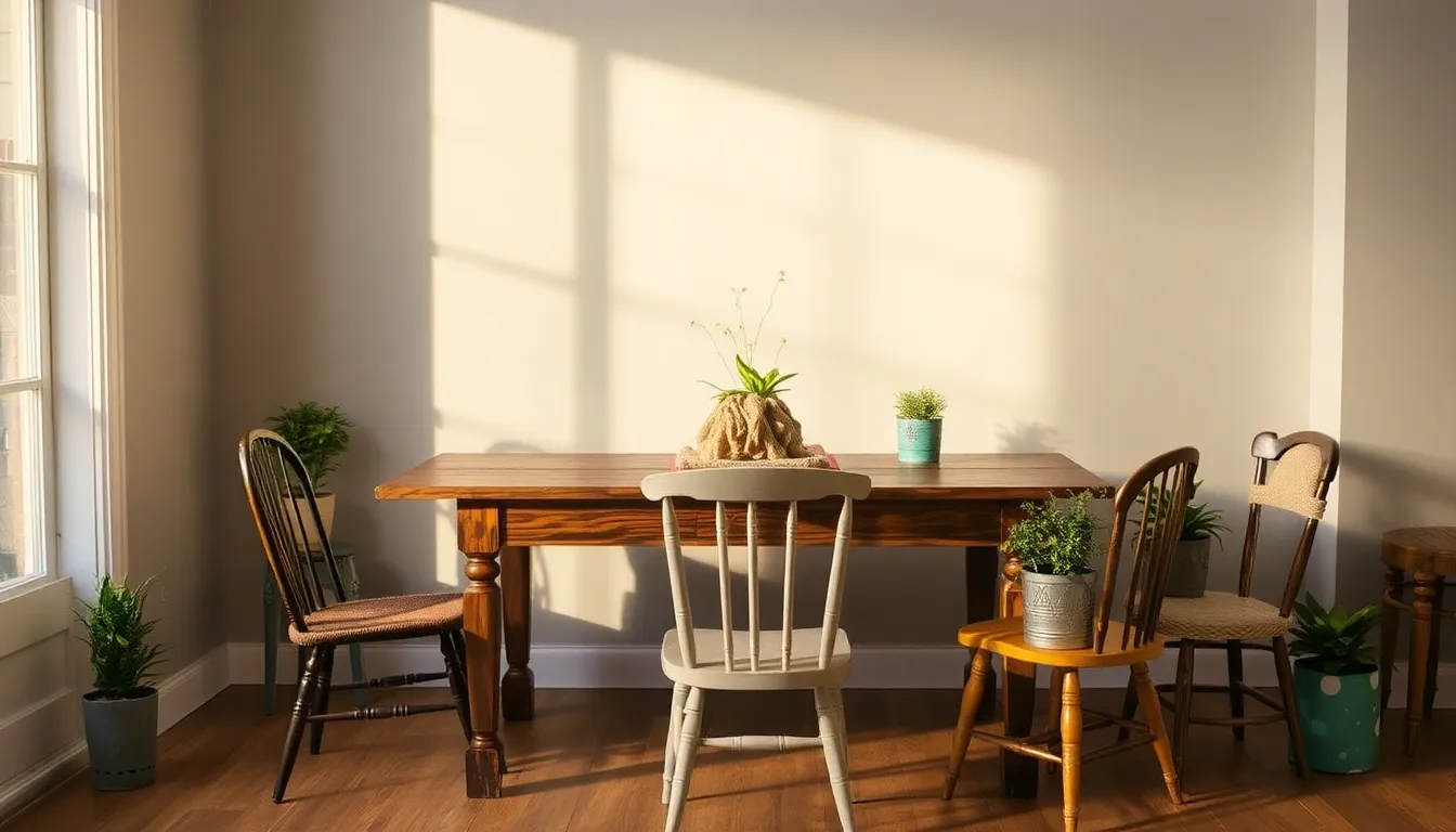 cozy room with repurposed furniture and creative decor.