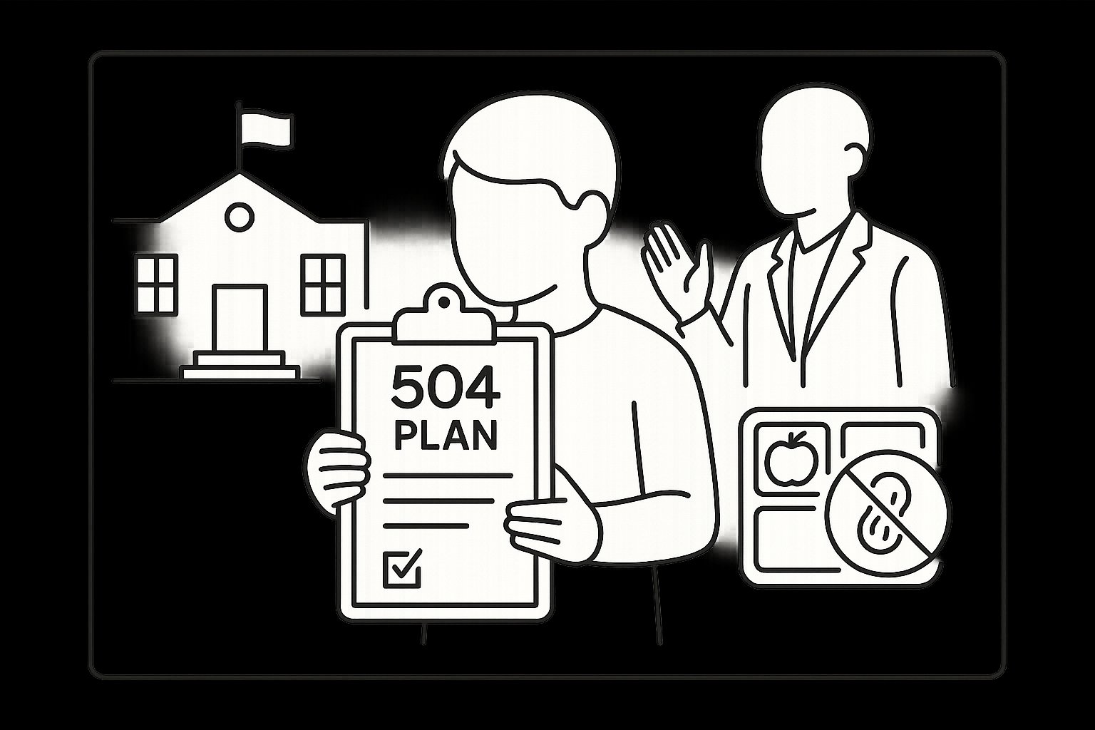 Student holding a clipboard labeled “504 Plan” with a crossed-out peanut icon. - What Is A 504 Plan For Food Allergies A Practical Guide For Parents And Schools In 2026
