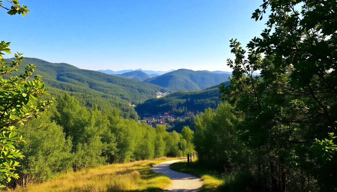 a tranquil landscape featuring rolling hills and lush forests near Кбалово.