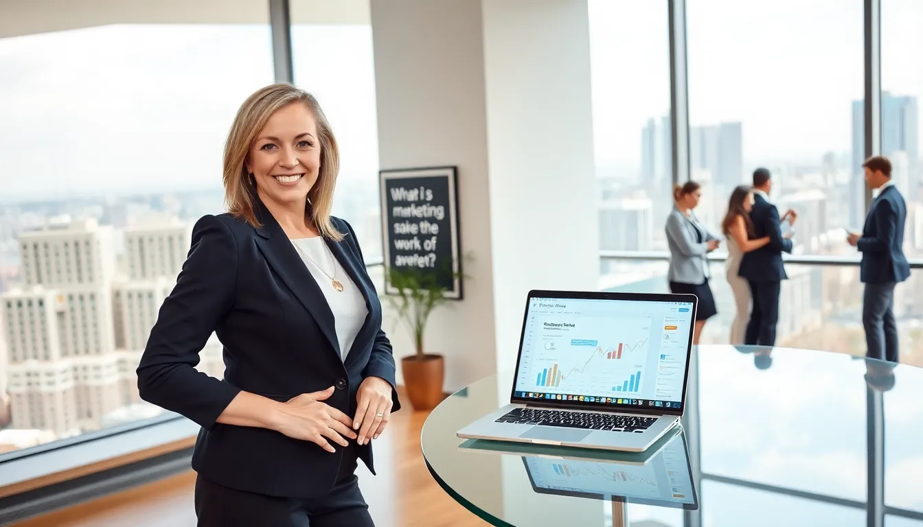 Ann Anderson in a modern office, showcasing her entrepreneurial spirit.