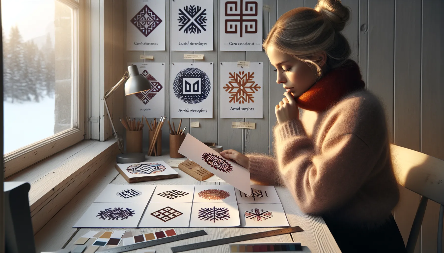 Hvordan bruke kulturelle referanser i logodesign uten å støte noen 2 Norwegian designer compares respectful cultural logo with crossed-out stereotypical drafts.