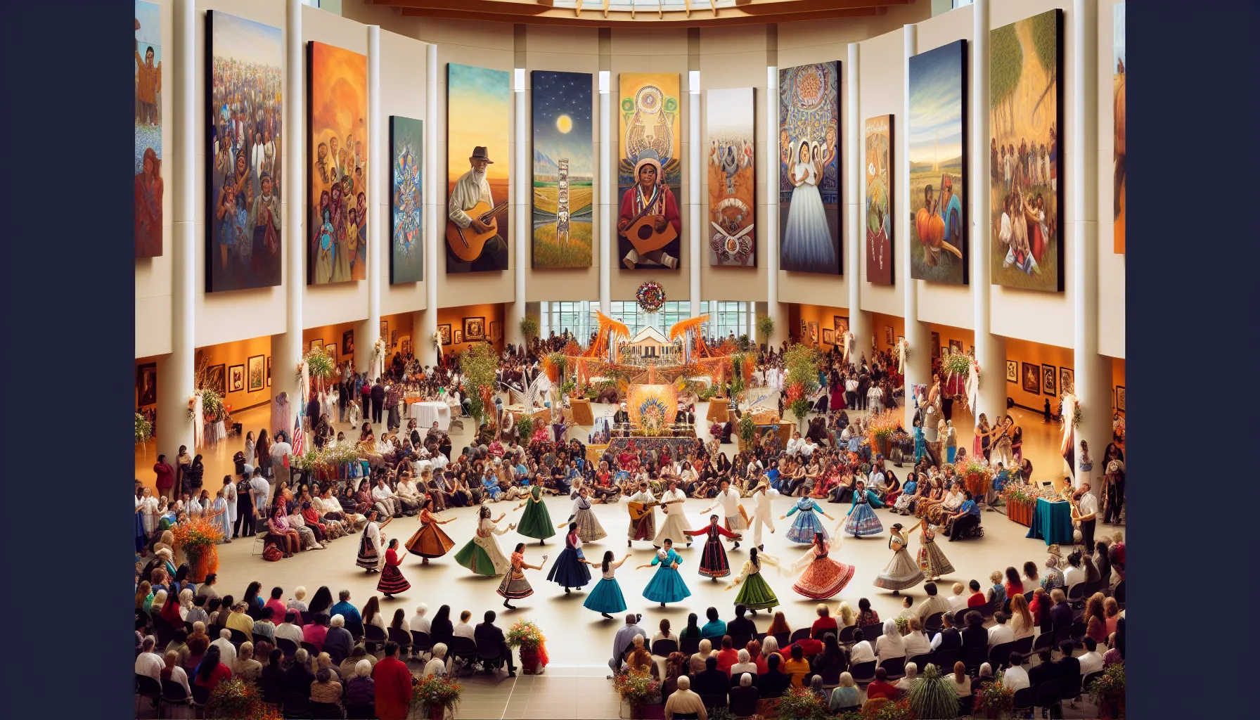 diverse community celebrating Сгыевум with art and traditional rituals.