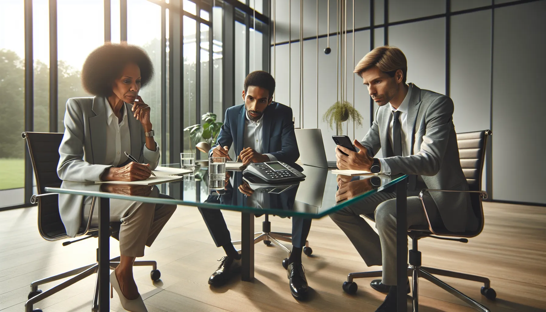 diverse team discussing phone number uses in modern office