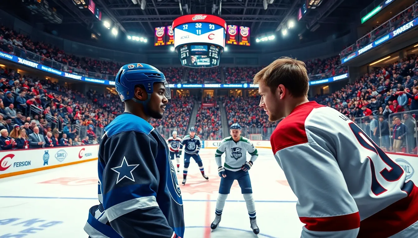 hockey players competing in a lively arena during the current season.