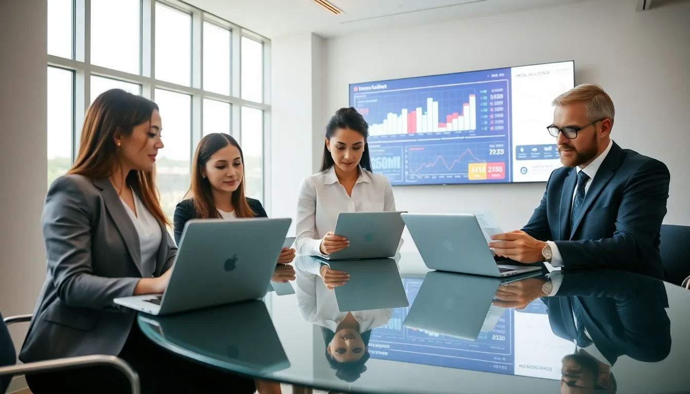 diverse team collaborating in a modern real estate office.