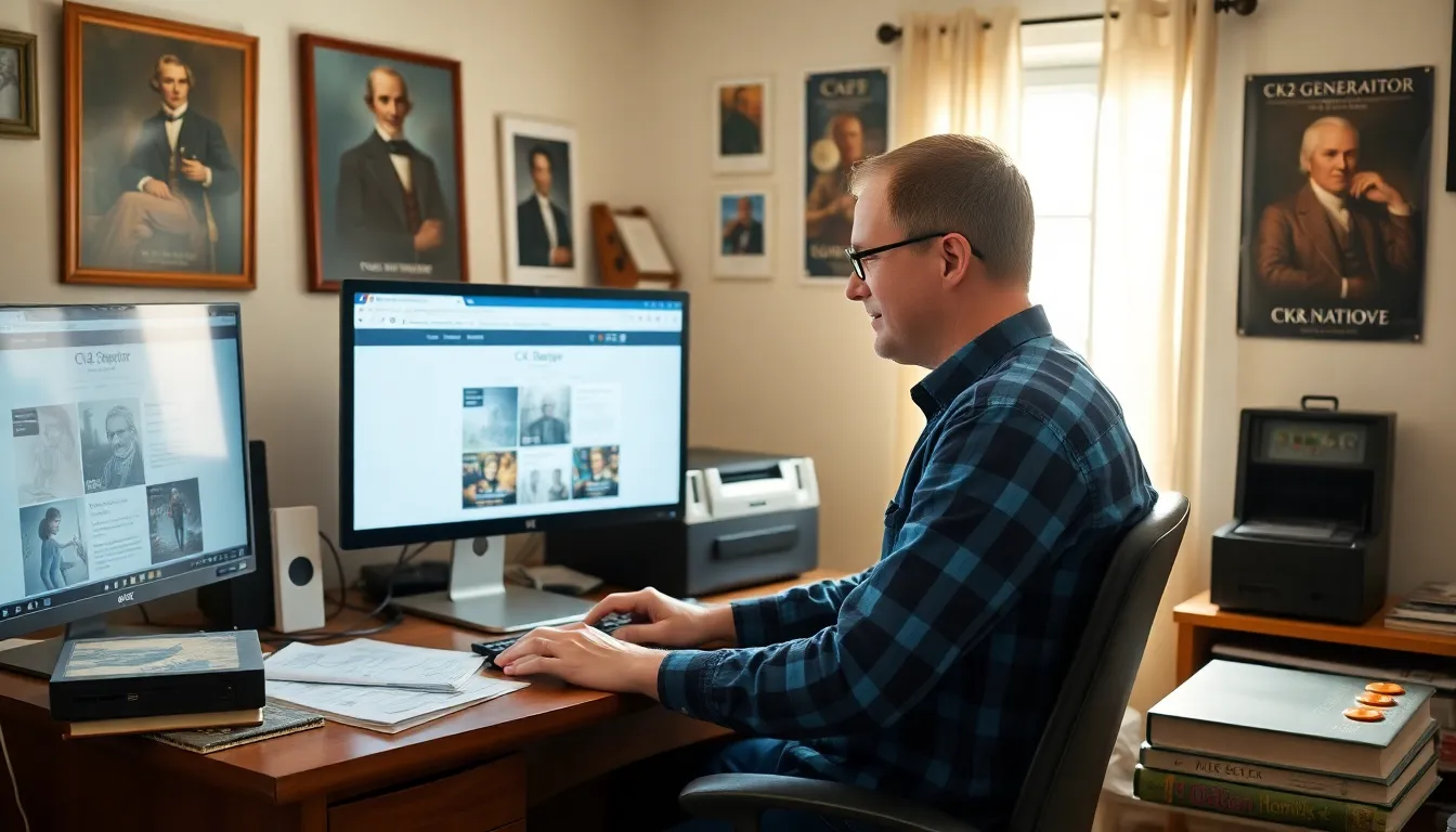 Benjamin Pearce focused on CK2Generator in his home office.