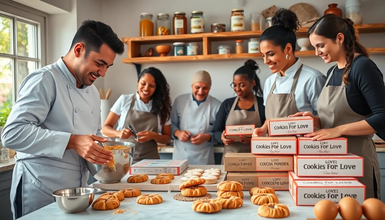 chefs baking cookies in a warm, inviting kitchen.