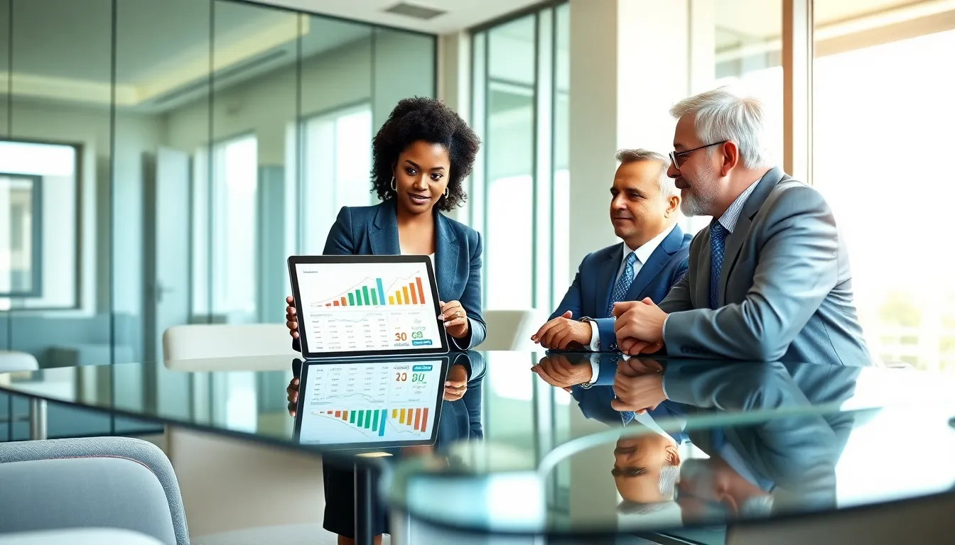 professionals discussing home equity strategies in a modern office.