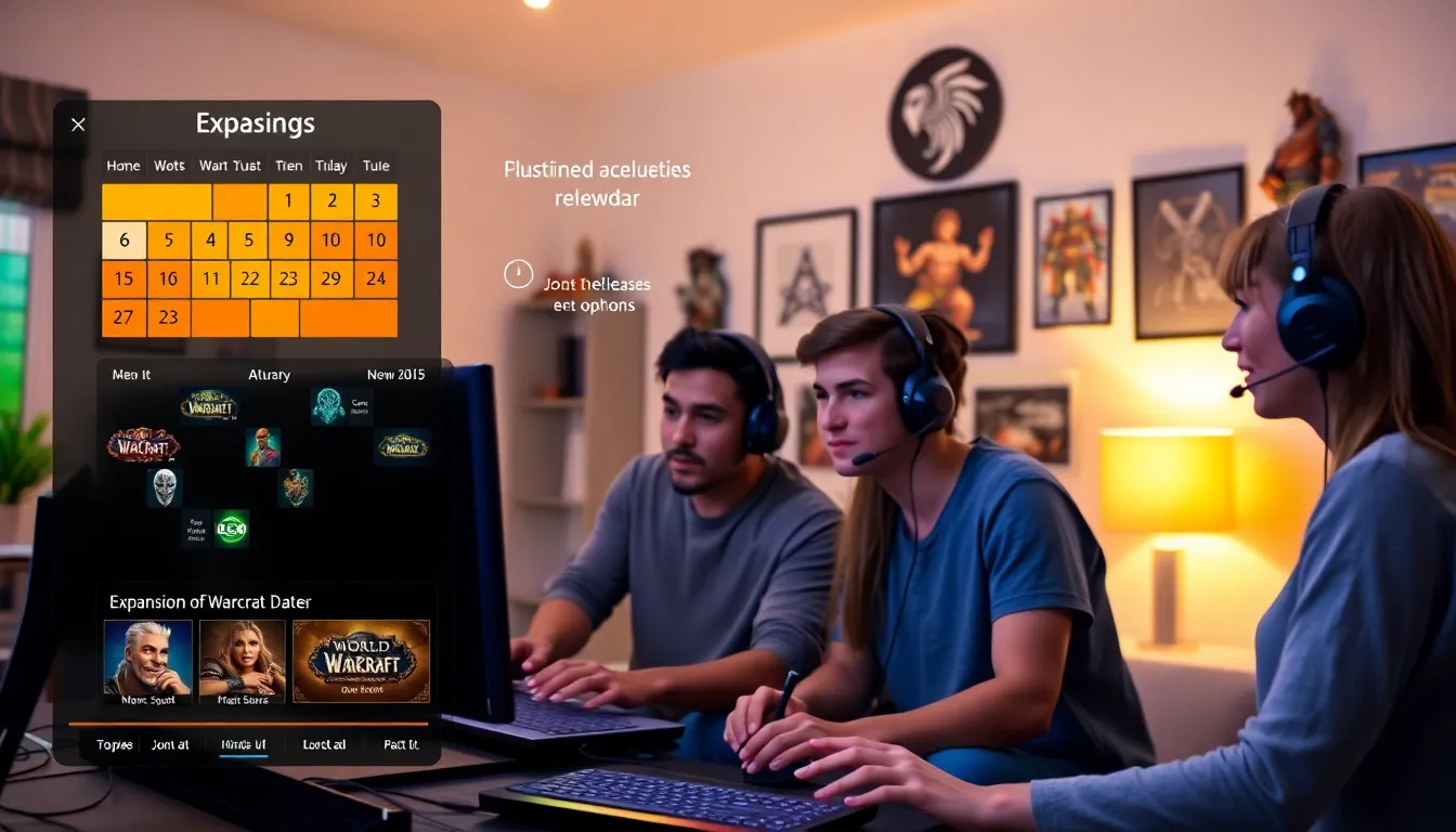 gamers reviewing World of Warcraft release schedule.