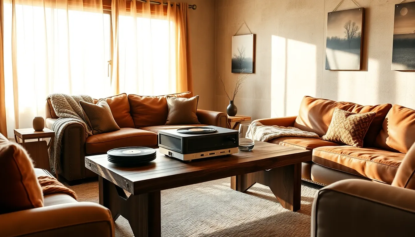 warm living room inspired by Zach Bryan's roots.