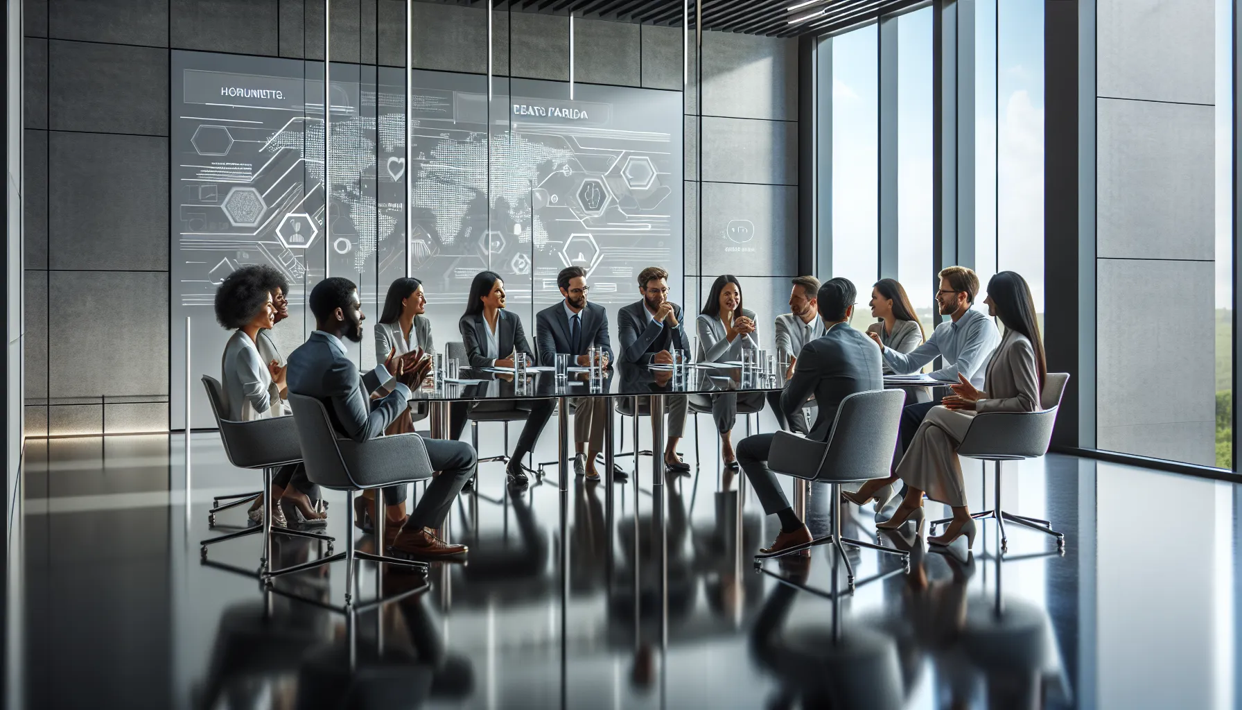 diverse team discussing the meaning of Yeaitsfarida in a modern office.