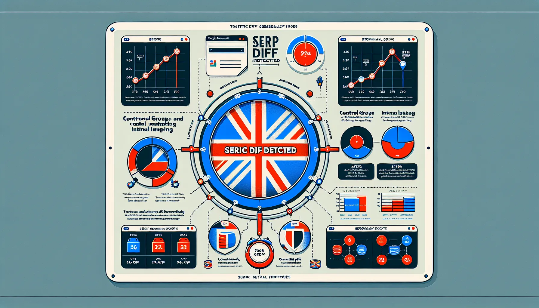 Flowchart diagnosing UK SERP volatility via timelines, SERP diffs, and controls.