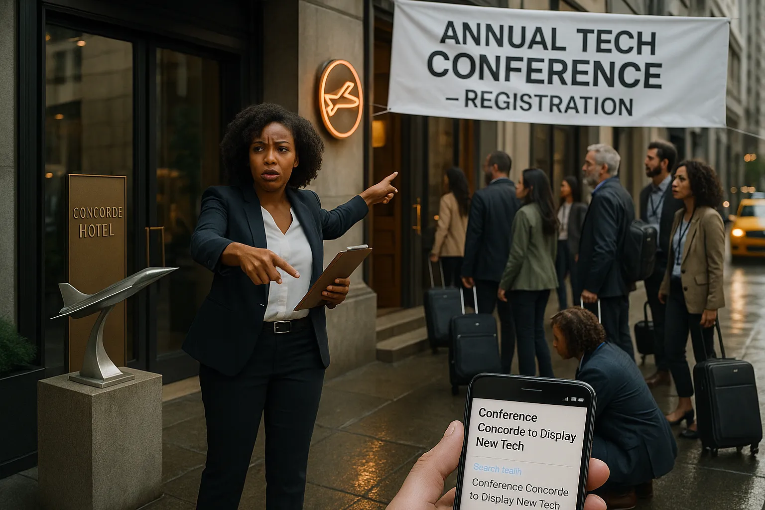 Events manager points at confusing Concorde hotel and conference entrances