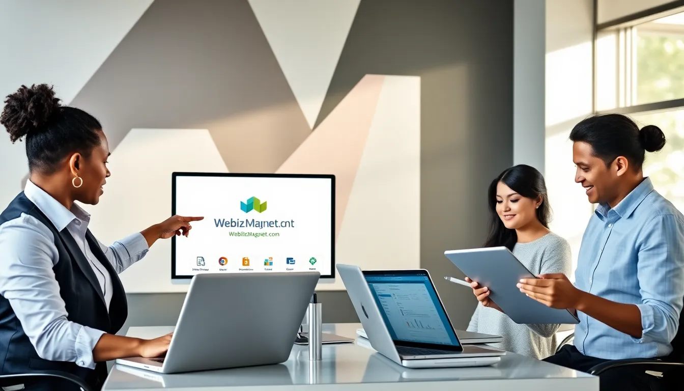 diverse professionals collaborating in a modern office setting.