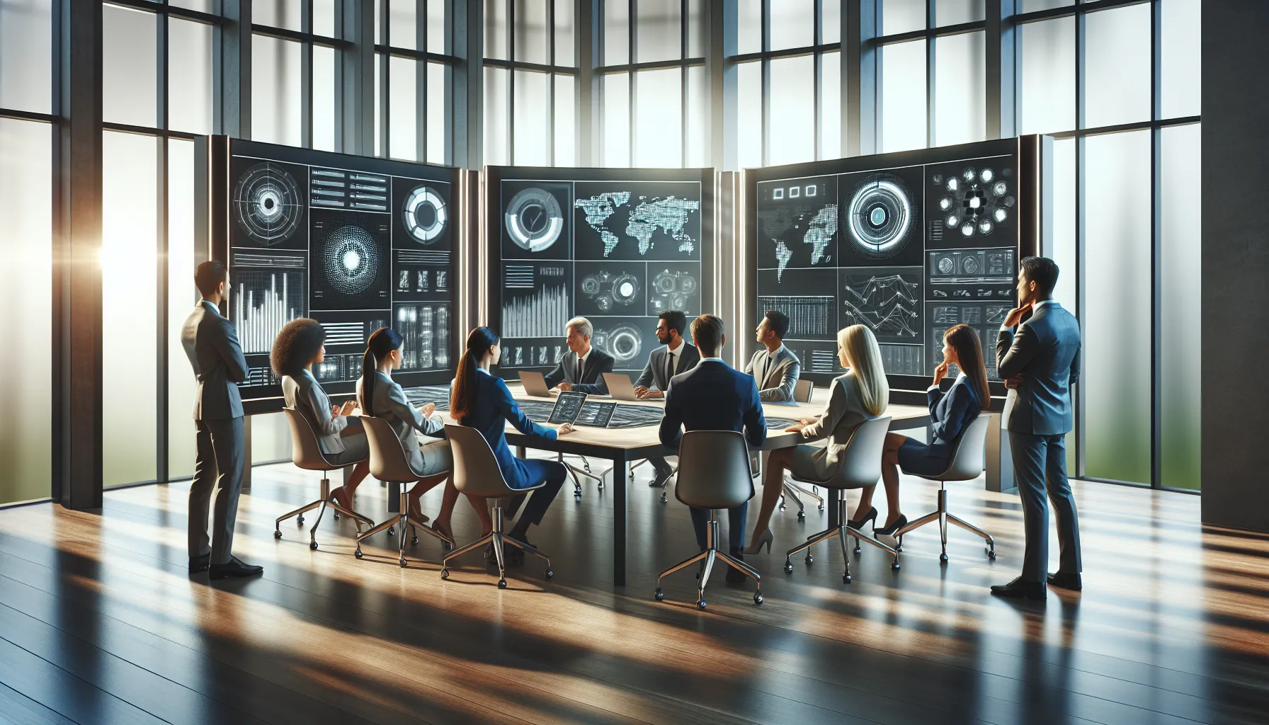 diverse team analyzing data about 7252204624 in a modern office.