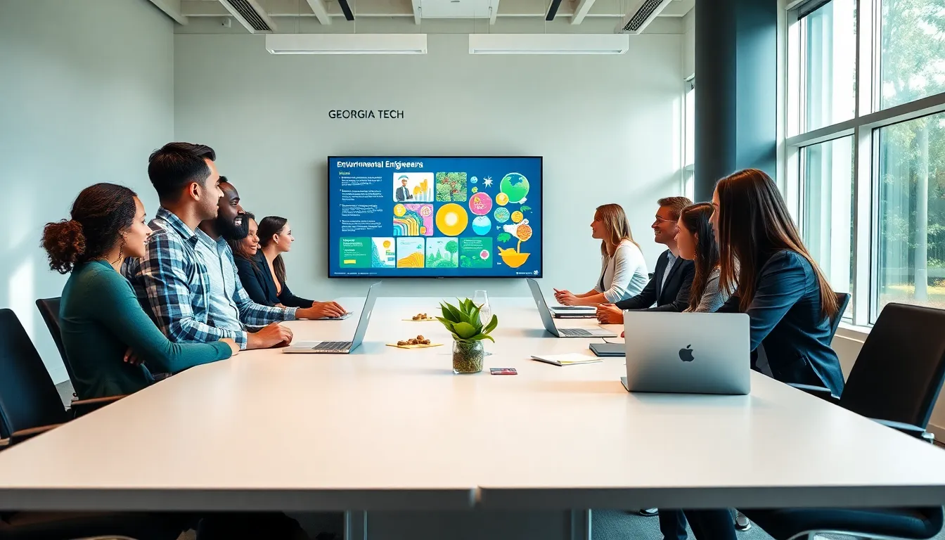 diverse students collaborating on environmental engineering projects.