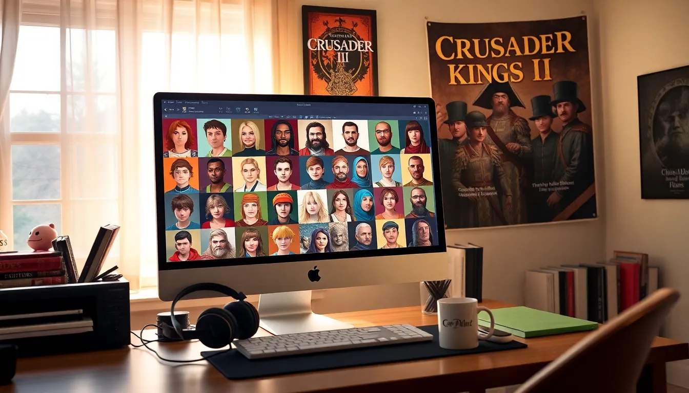 A computer displaying the CK2Generator interface for character creation.