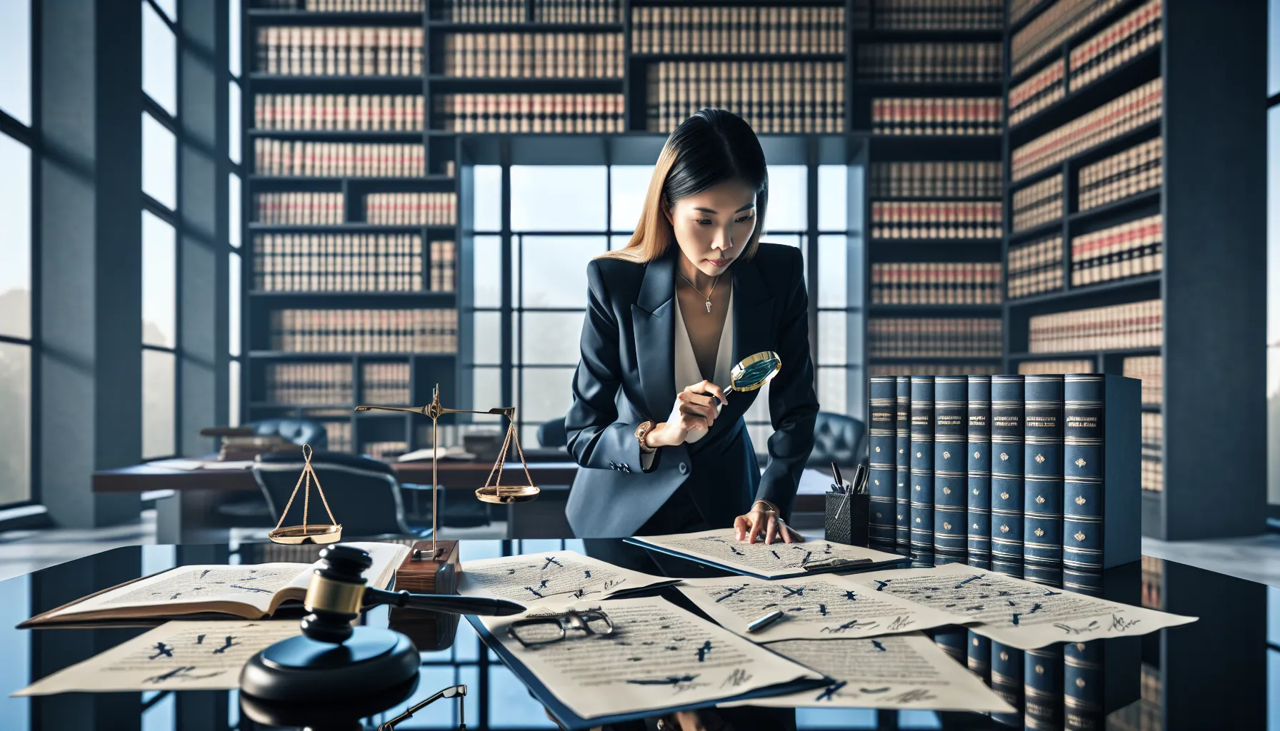 Croatian lawyer examining invalid will documents in modern law office