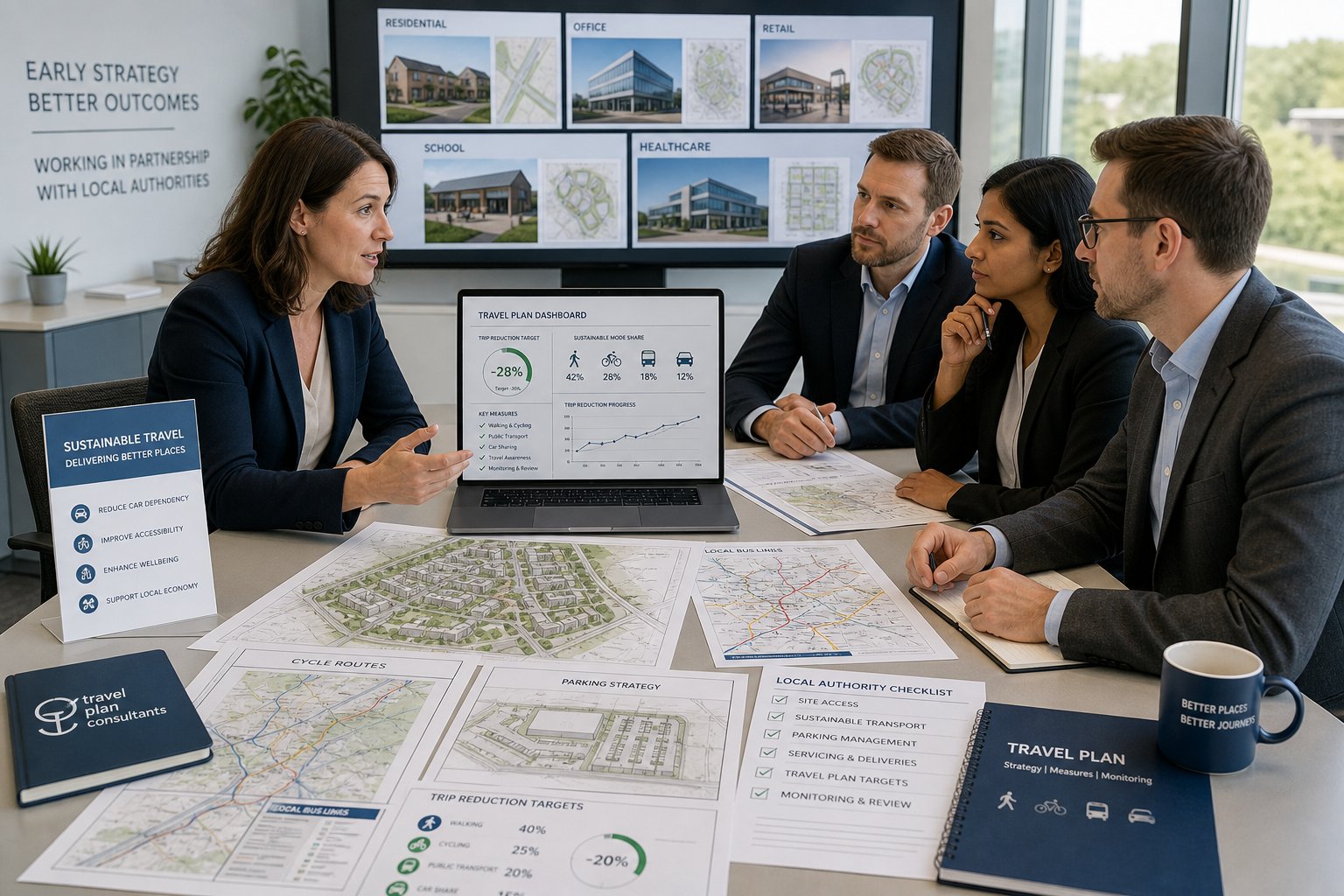 Travel consultant advising a development team on sustainable transport planning.