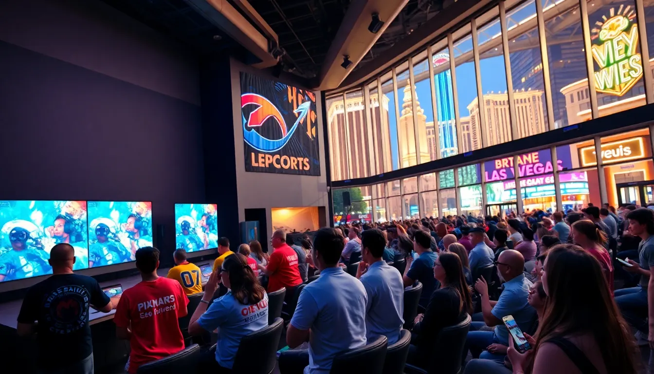 crowd cheering at a vibrant esports event in Las Vegas.