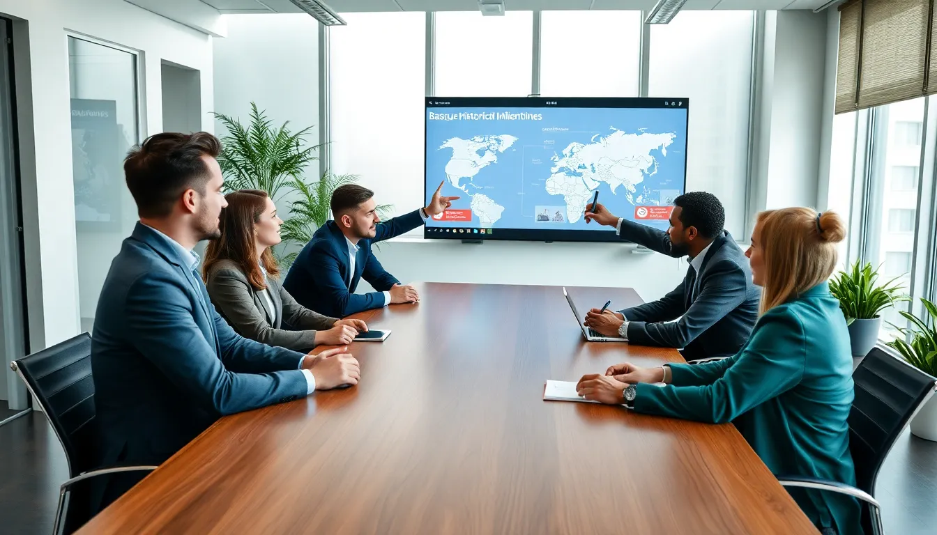 Professionals collaborating on Basqueserpartism in a modern office.