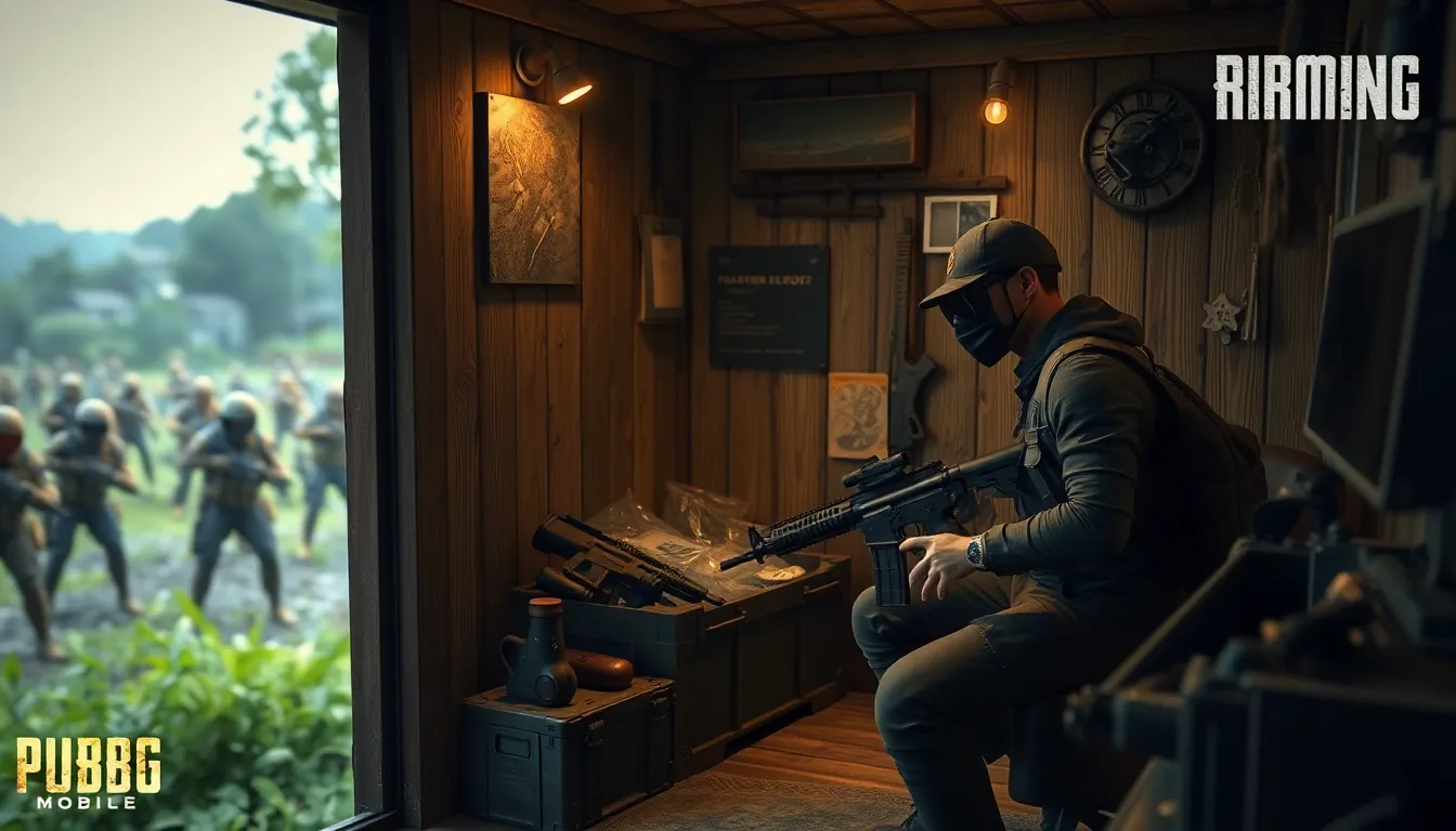 hidden room in PUBG Mobile filled with weapons and supplies.