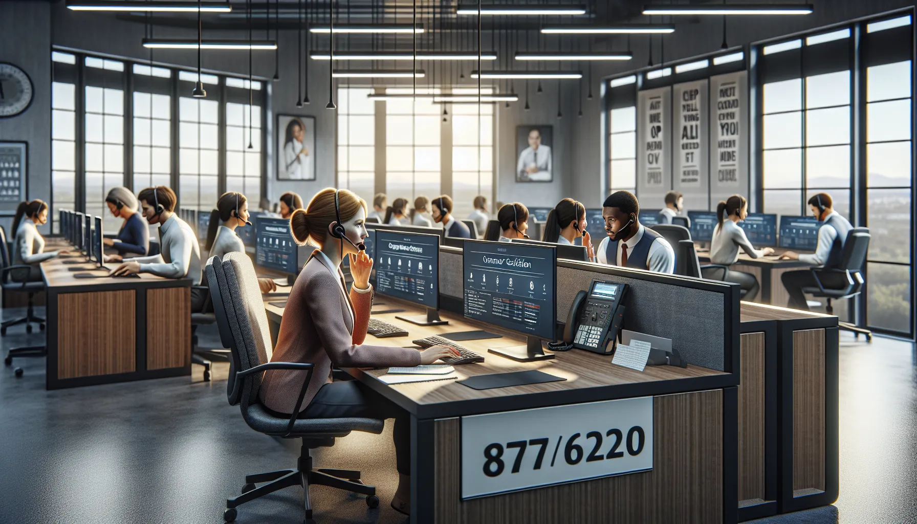 diverse customer service team at work in a modern office.