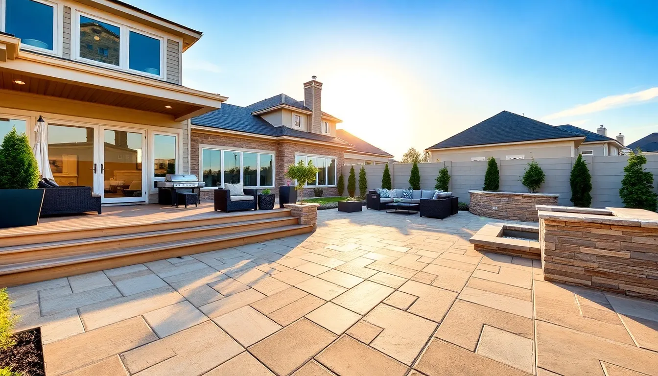 luxurious deck and patio in an elegant outdoor setting.
