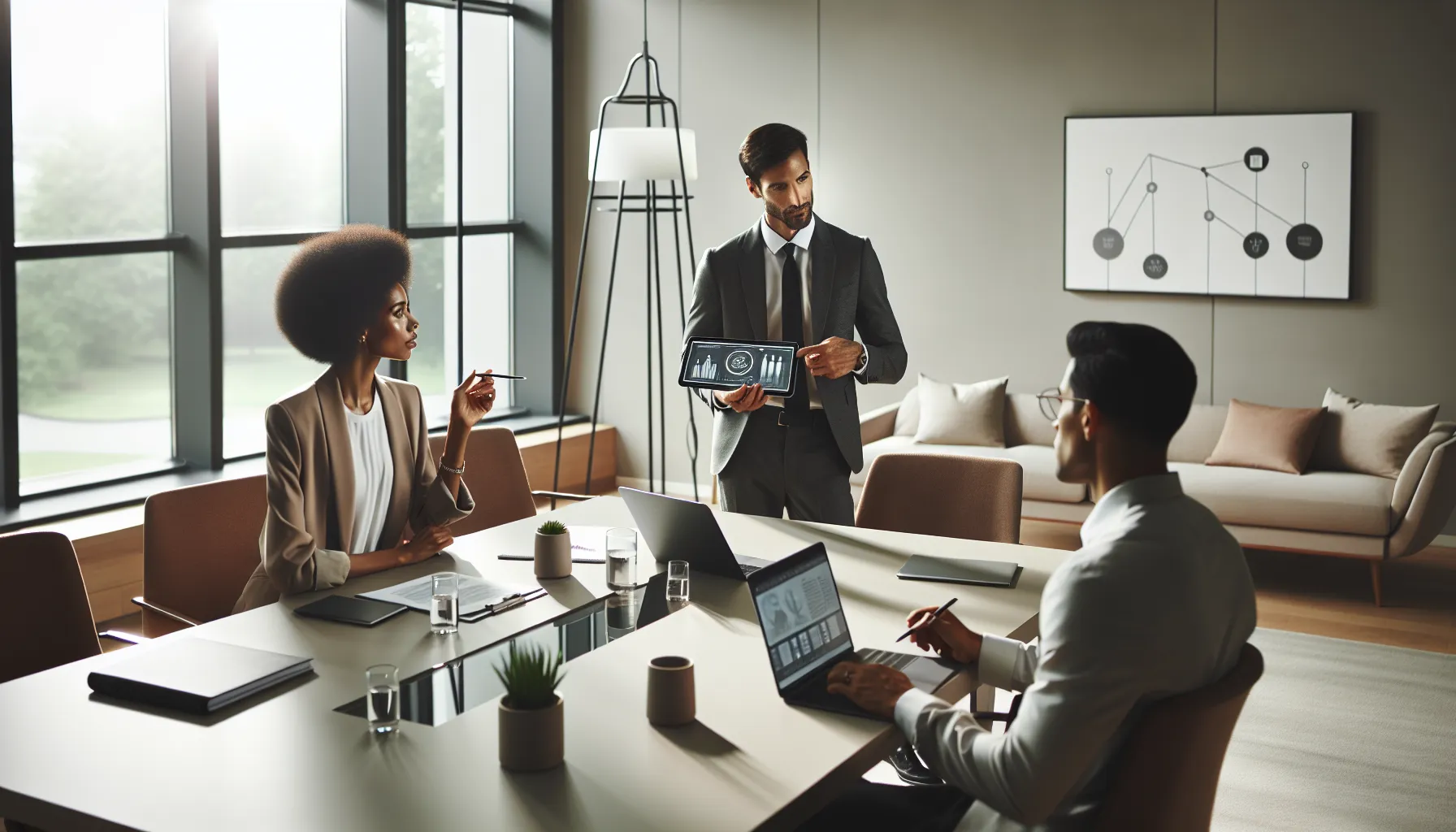 diverse team discussing safety concerns in a modern office.