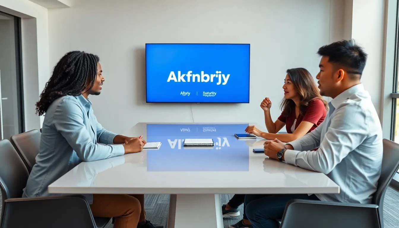 diverse professionals discussing linguistic trends in a modern office.