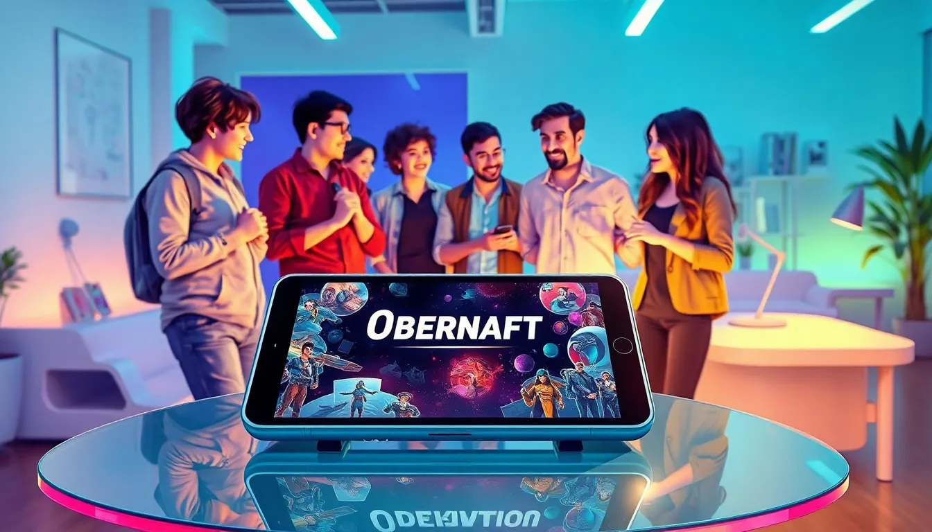group discussing Obernaft in a modern workspace.
