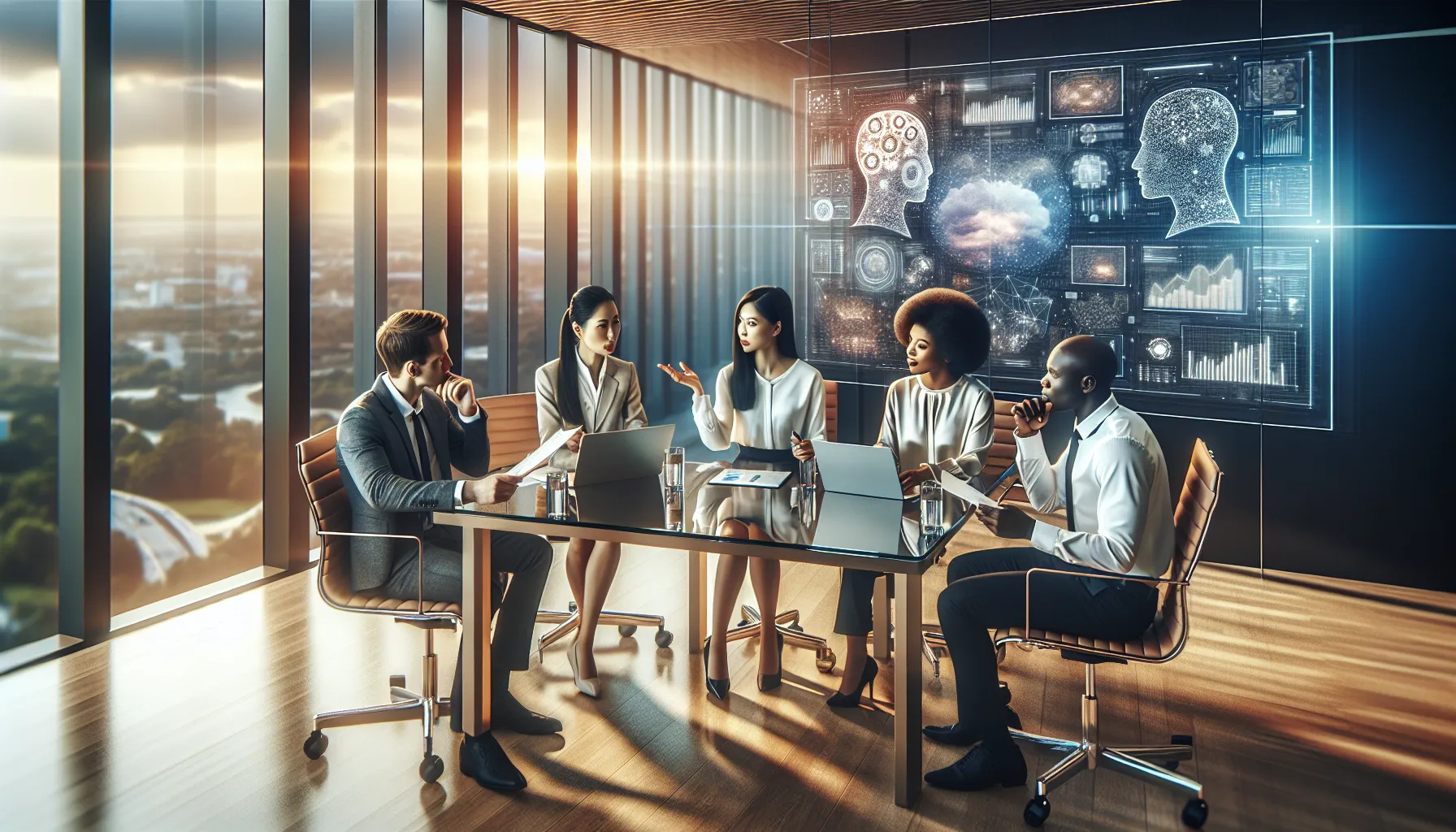 diverse team discussing future technology trends in a modern office.