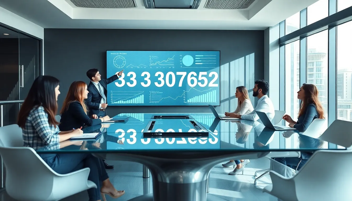 diverse professionals analyzing data related to 3333307652 in a modern office.