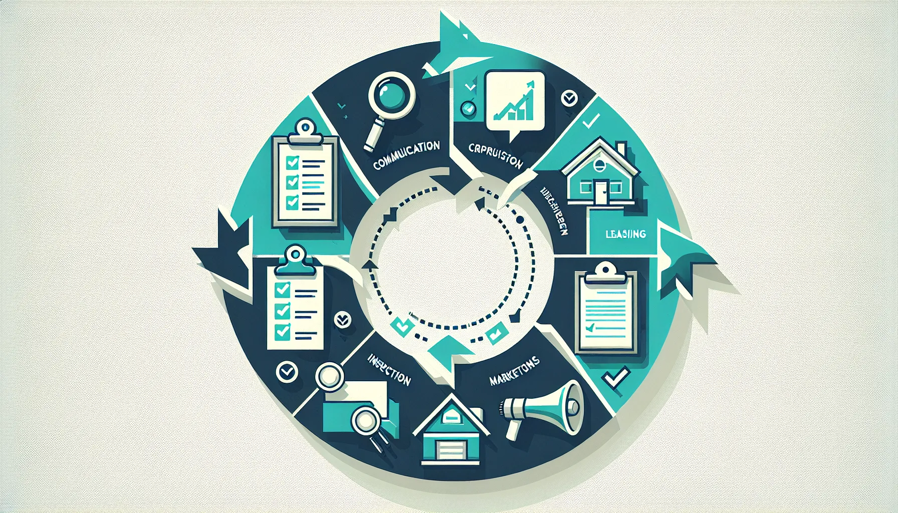 circular diagram showing four key property management strategies for rental owners