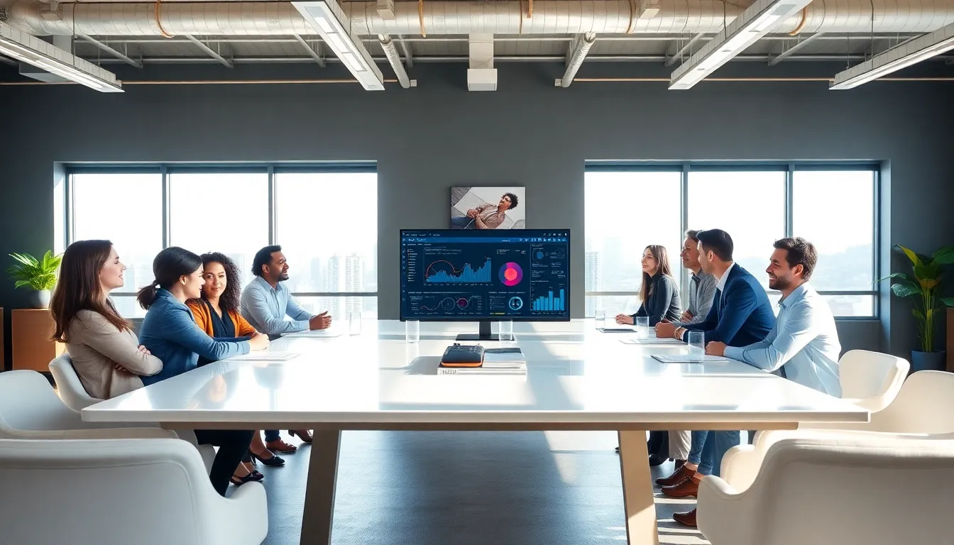 diverse team discussing Nimuri159 technology in a modern office.