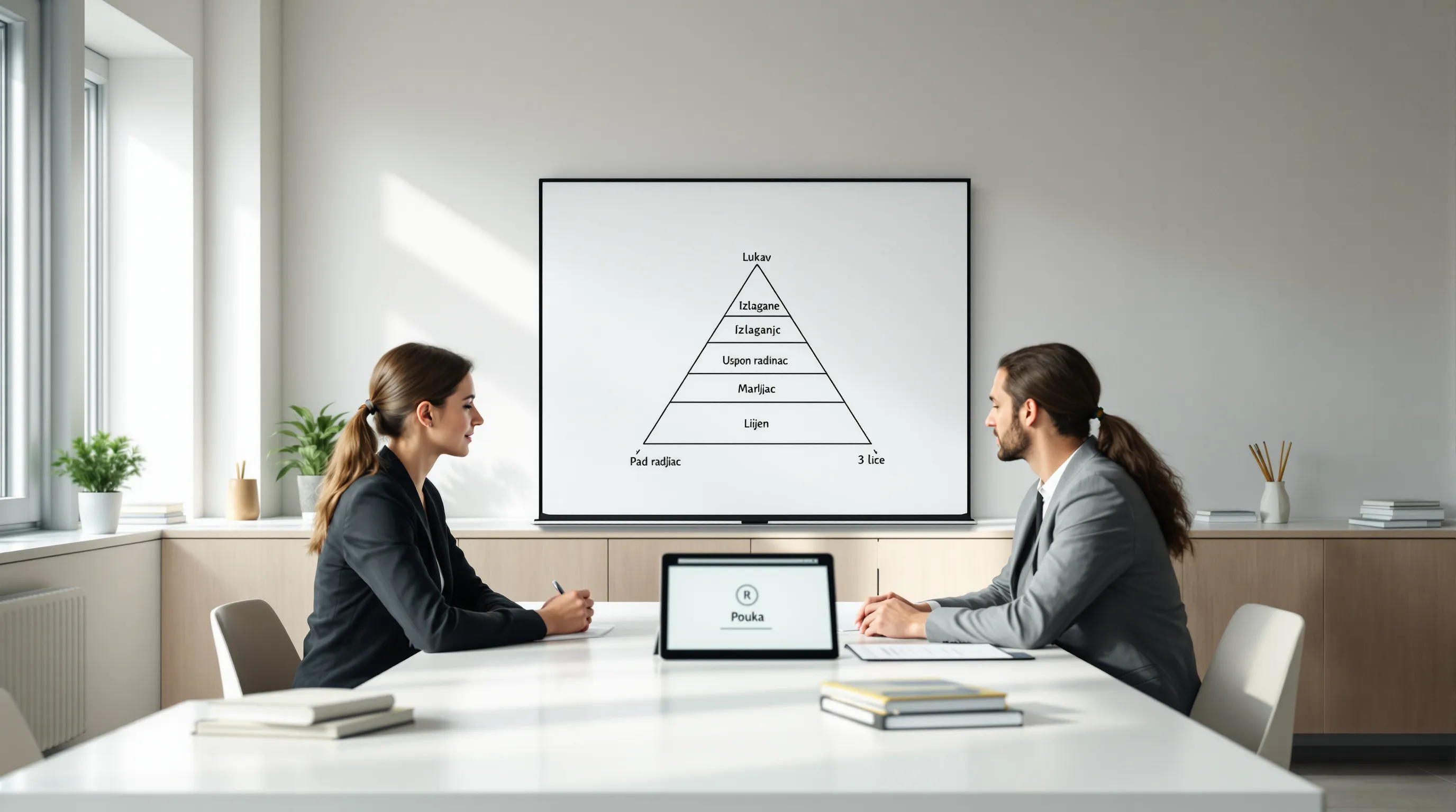 Teacher and students review Freytag’s pyramid for Croatian moral stories.