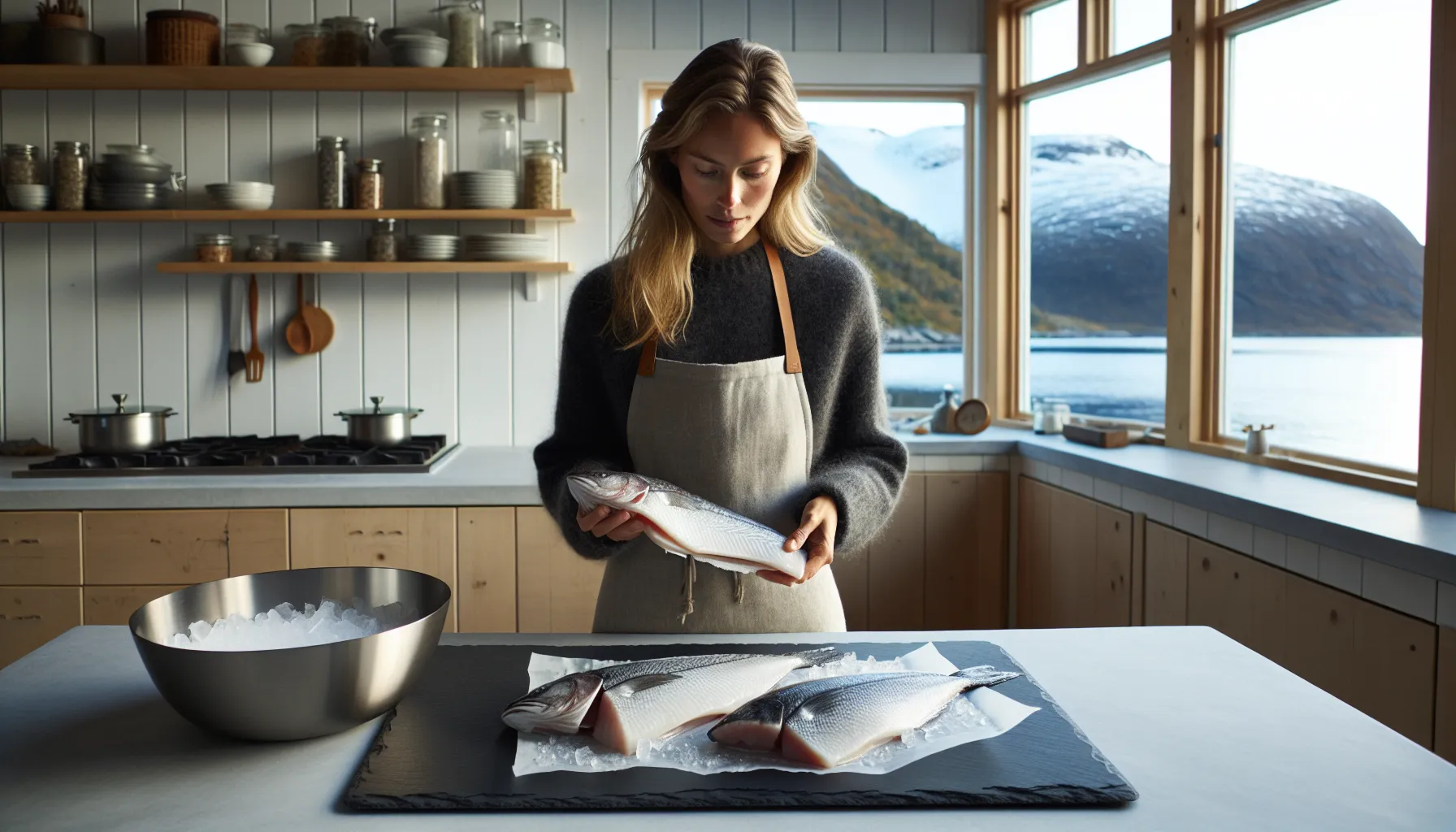 Slik velger du den beste fisken til middag 2 Norwegian cook choosing between fresh, frozen, and preserved fish options.