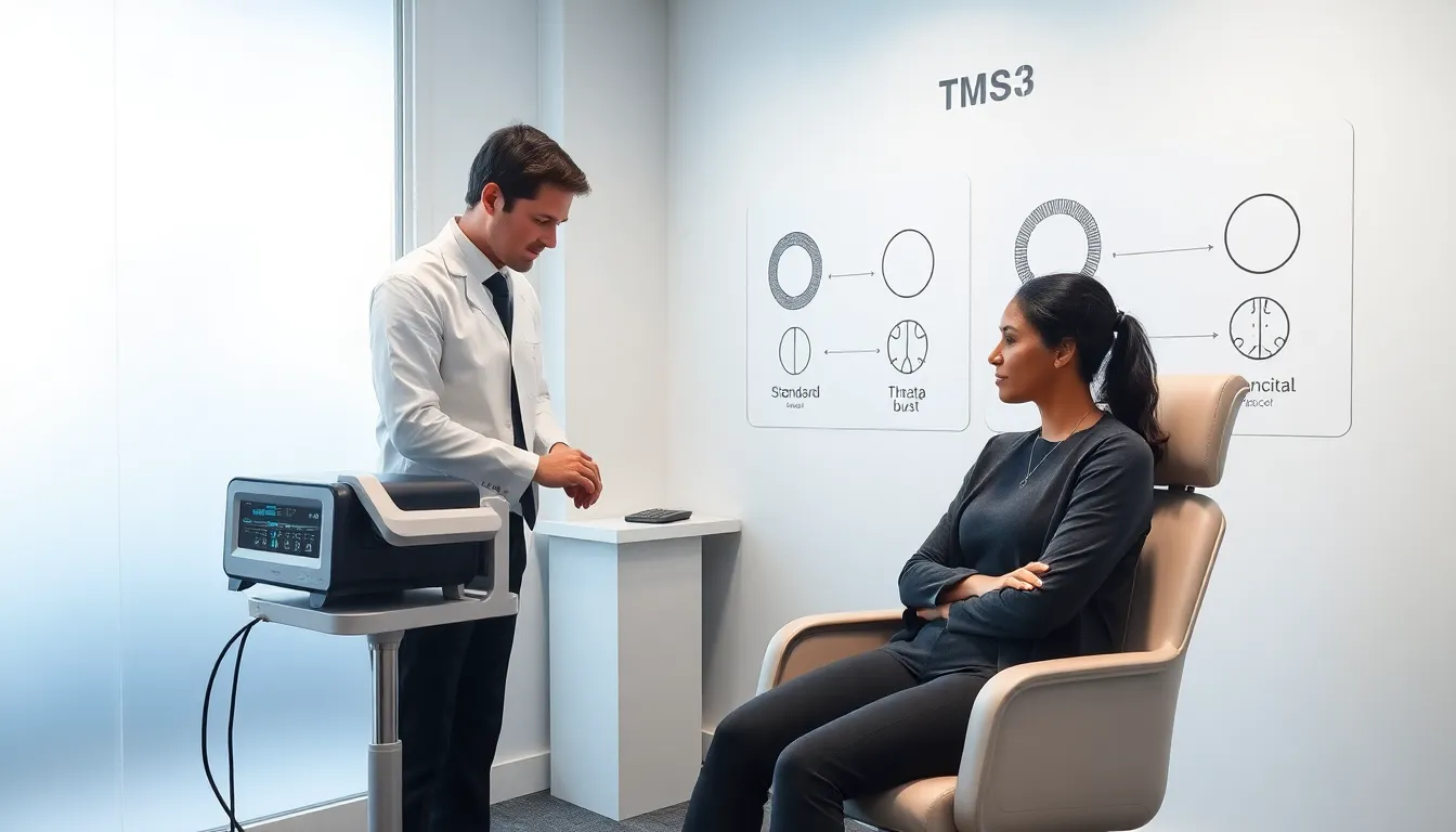 Clinician setting up advanced TMS therapy for a patient in a modern clinic.