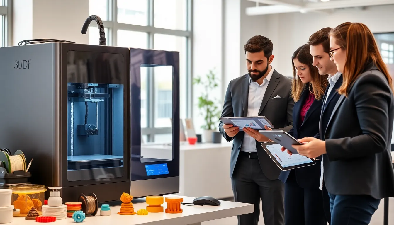 modern 3D printing machine in a professional office setting.