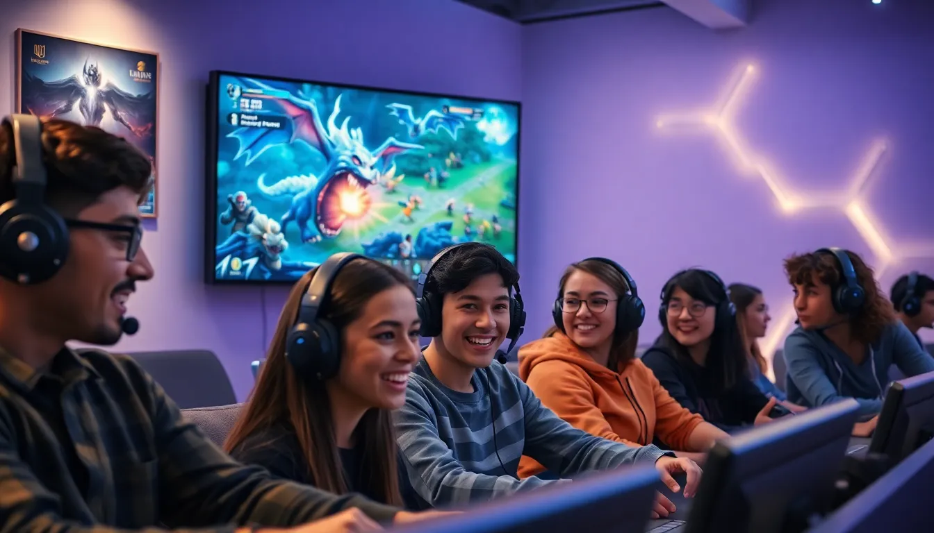 diverse gamers engaged in an interactive gaming environment.