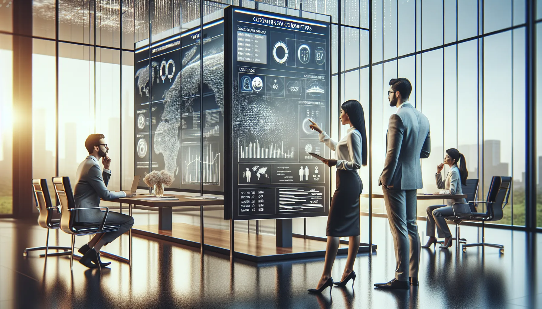 diverse team discussing telecommunications resources in a modern office.