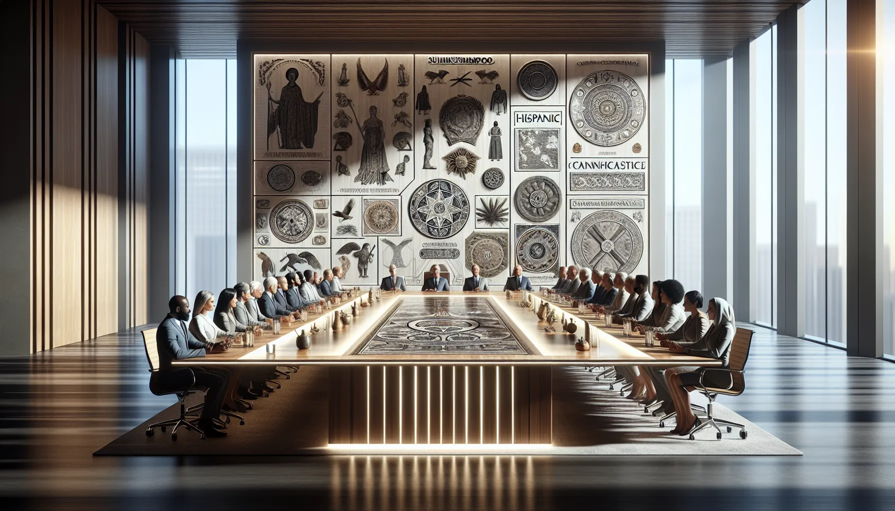 diverse team discussing Suihkushsmpoo in a modern conference room.