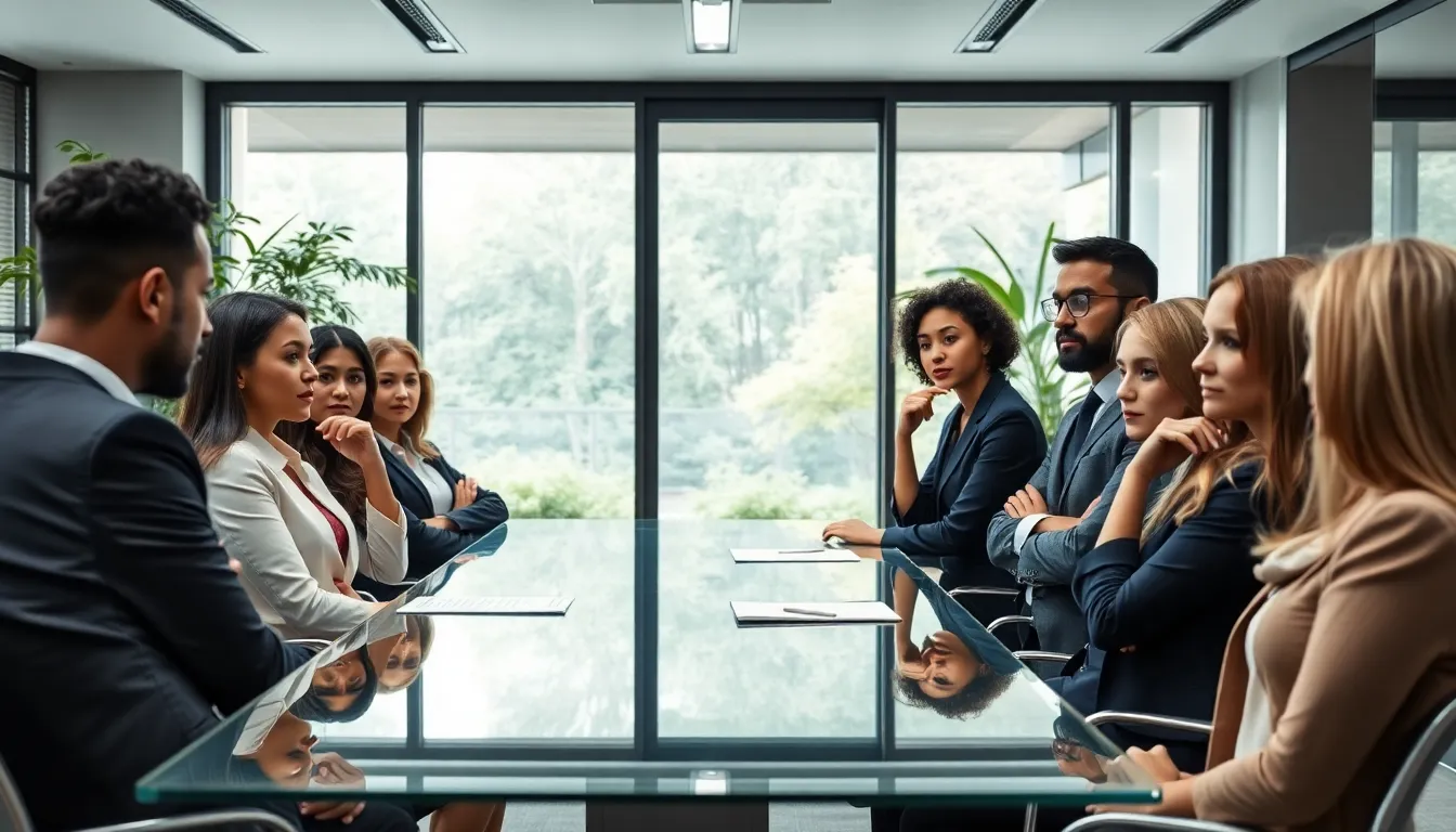 diverse professionals discussing the impacts of negativity in a modern office.
