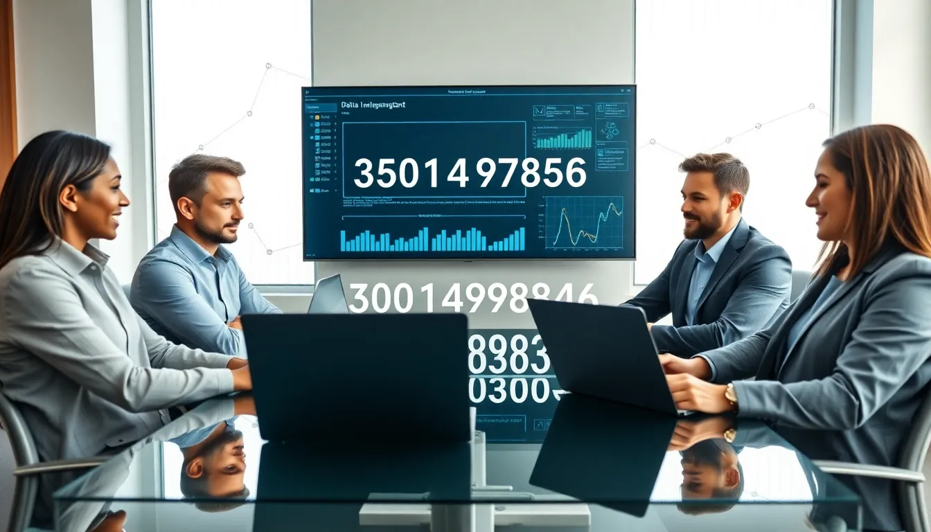 professionals discussing unique identifier in a modern office