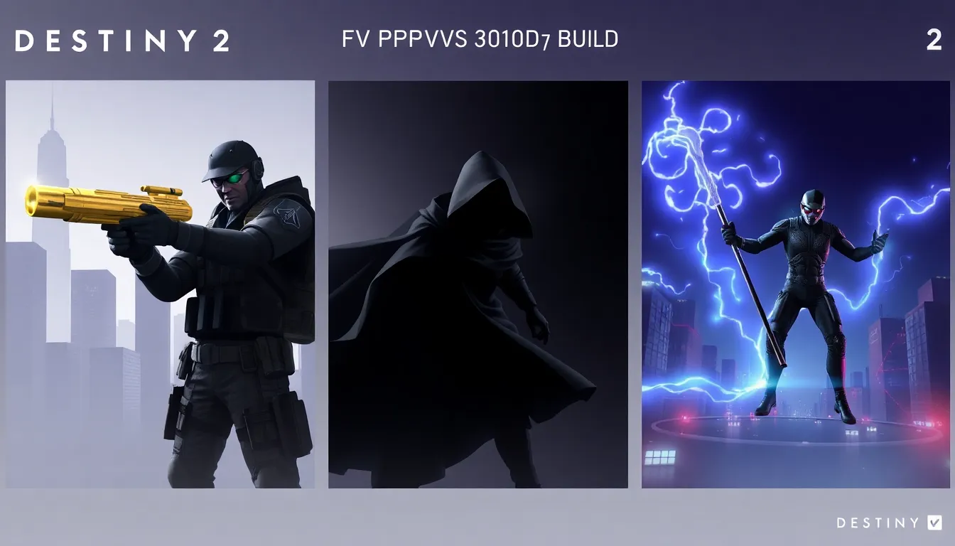 three Hunter subclasses for PvP in Destiny 2 showcased in a modern setting.