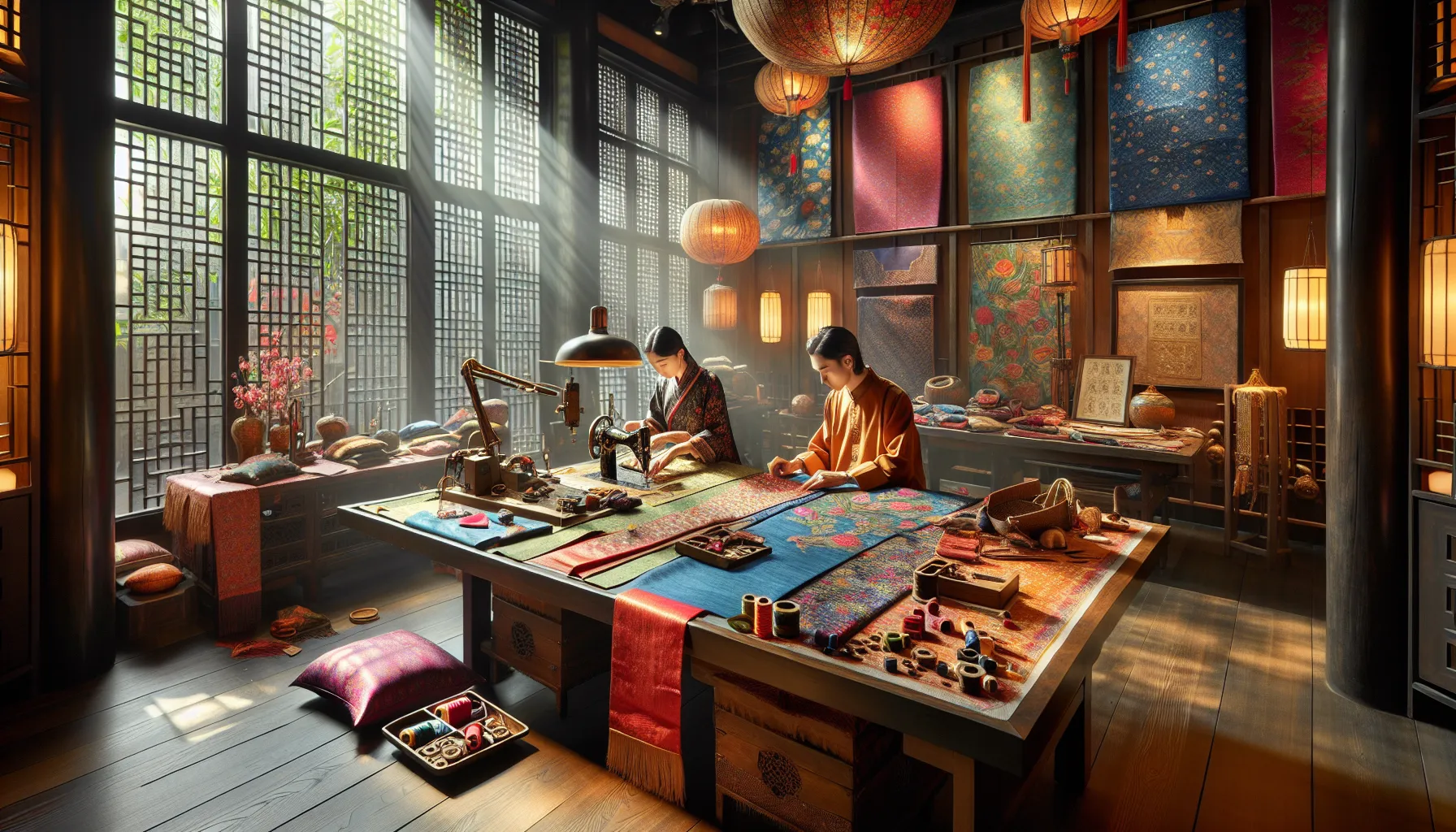 artisans collaborating on traditional Haiikurti designs in a modern workspace.